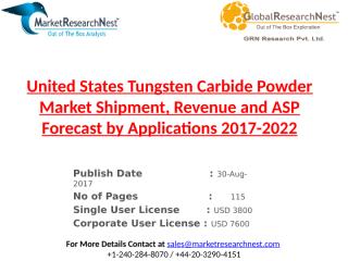United States Tungsten Carbide Powder Market Shipment, Revenue and ASP Forecast by Applications 2017-2022.pptx